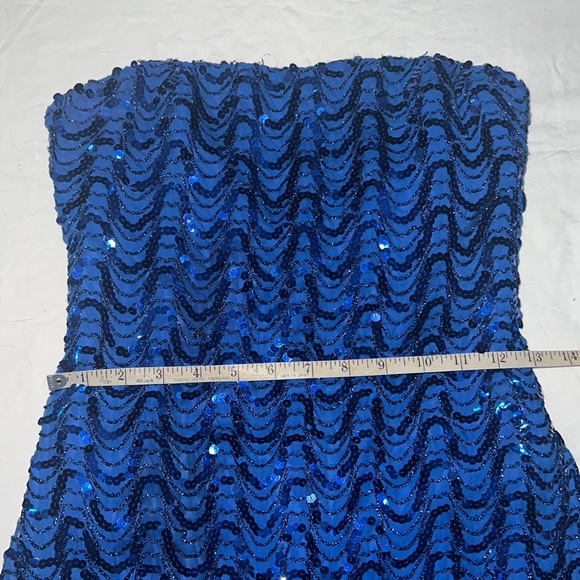Vintage 60’s-70’s Mike Benet Formals Blue Strapless Sequin Evening Dress, xs fit - Picture 10 of 13